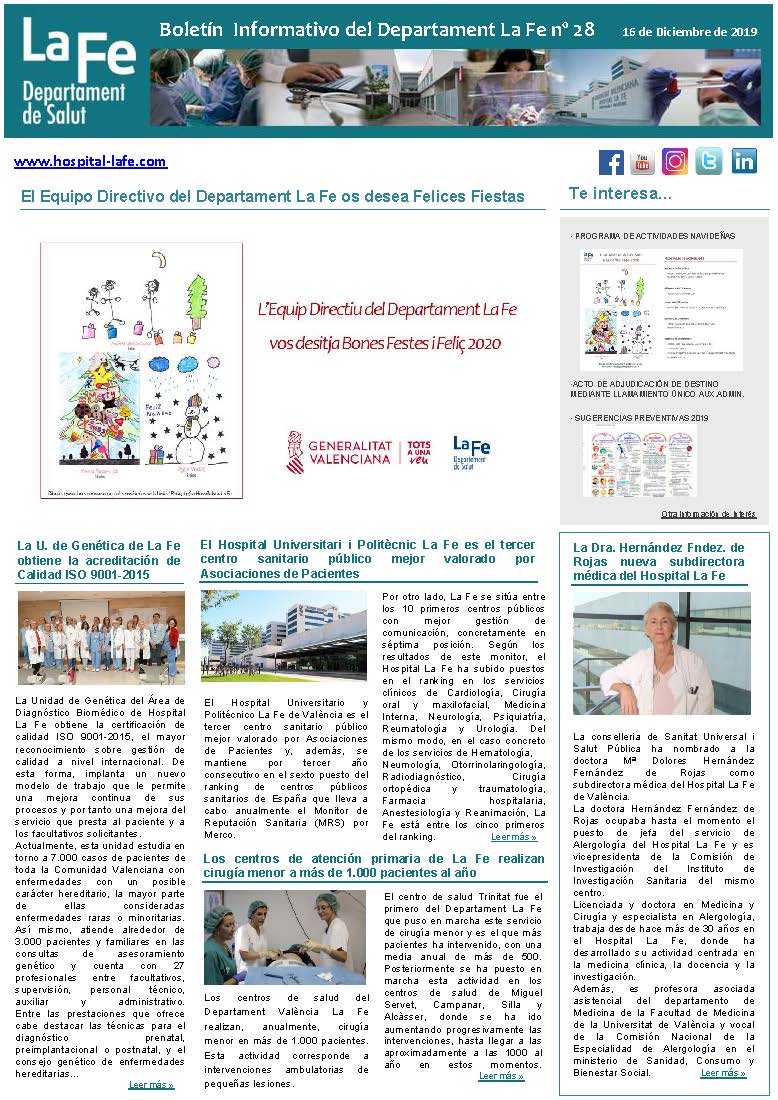 Boletín Informativo Departament La Fe n.28