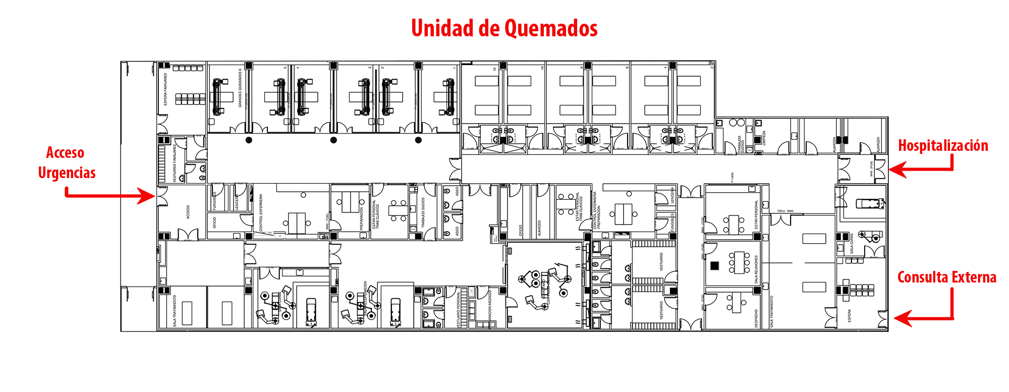 Plano Unidad de Quemados Hospital La Fe