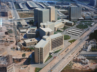 Imagen aérea del Hospital La Fe en el barrio de Campanar en los años 70